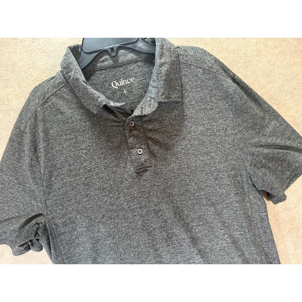Quince Mens Recycled Polyester Spandex Polo Shirt Gray Heather Large JDA01 SP22